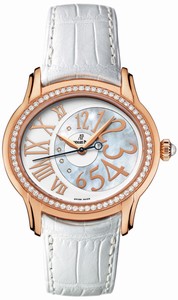 Audemars Piguet Automatic 18kt Rose Gold Mother Of Pearl Dial White Crocodile Leather Band Watch #77301OR.ZZ.D015CR.01 (Women Watch)