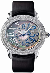 Audemars Piguet Automatic 18kt White Gold With Diamonds Black Mother Of Pearl Dial Black Satin Band Watch #77303BC.ZZ.D007SU.01 (Women Watch)