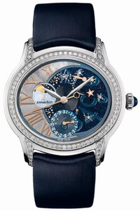 Audemars Piguet Automatic 18kt White Gold Mother Of Pearl Dial Blue Satin Band Watch #77315BC.ZZ.D007SU.01 (Women Watch)