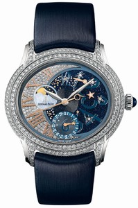 Audemars Piguet Automatic 18kt White Gold With Diamonds Diamonds Dial Blue Satin Band Watch #77316BC.ZZ.D007SU.01 (Women Watch)