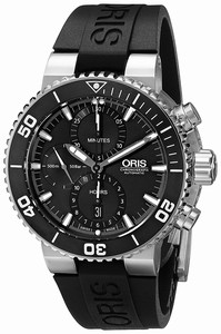 Oris Automatic Chronograph Date Black Rubber Watch # 77476554154RS (Men Watch)