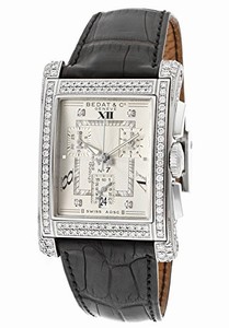 Bedat & Co Quartz Chronograph Diamond Dial Black Leather Watch #778.050.109 (Women Watch)