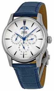 Oris Automatic Day Date Moon Phase Blue Leather Watch # 78177034031LS (Men Watch)