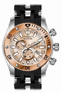 Invicta Rose Gold Dial Polyurethane/stainless Steel Band Watch #80026 (Men Watch)