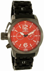 Invicta Red Dial Fixed Black Ion-plated Band Watch #80053 (Men Watch)