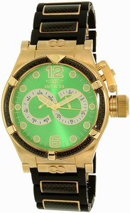 Invicta Green Dial Fixed Gold-plated With Black Carbon Fiber Band Watch #80086 (Men Watch)