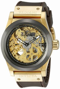 Invicta Corduba Mechanical Hand Wind Skeleton Dial Brown Polyurethane Watch # 80096 (Men Watch)