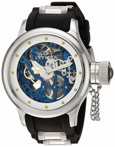 Invicta Mechanical Hand Wind Skeleton Dial Black Polyurethane Watch # 80116 (Men Watch)