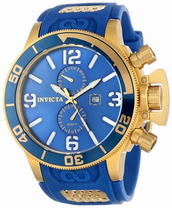 Invicta Corduba Quartz Multifunction Dial Blue Polyurethane Watch # 80214 (Men Watch)