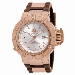 Invicta Silver Dial Uni-directional Rotating Rose Gold Ion-plated Band Watch #80426 (Men Watch)