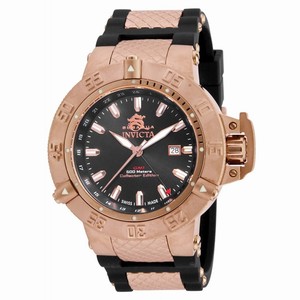 Invicta Black Dial Uni-directional Rotating Rose Gold Ion-plated Band Watch #80427 (Men Watch)