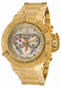 Invicta Subaqua Quartz Chronograph Day Date Multicolor Dial Gold Tone Stainless Steel Watch # 80526 (Men Watch)