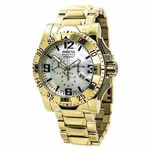 Invicta Silver Dial Uni-directional Rotating Yellow Gold-plated Band Watch #80560 (Men Watch)