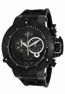 Invicta Subaqua Quartz Chronograph Date Black Silicone Strap Watch # 80657 (Men Watch)