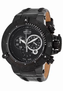Invicta Subaqua Quartz Chronograph Date Black Leather Strap Watch # 80658 (Men Watch)