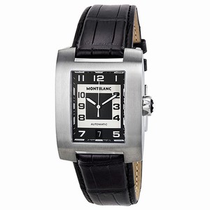 MontBlanc Profile Automatic Date Rectangle Black Leather Watch# 8553 (Men Watch)