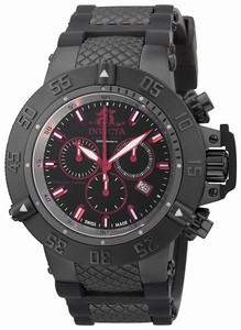 Invicta Subaqua Quartz Chronograph Date Black Silicone Watch # 90110 (Men Watch)
