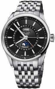 Oris Automatic self wind Dial color Black Guilloche Watch # 915-7643-4034-MB (Men Watch)