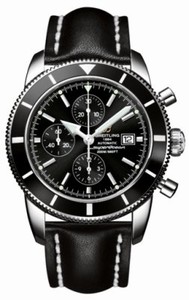 Breitling Automatic COSC Black Chronograph With Date At 3 Dial Black Calfskin Leather Band Watch #A1332024/B908-LST (Men Watch)
