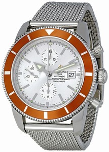 Breitling Automatic COSC Stratus Silver Chronograph With Date At 3 Dial Ocean Classic Steel Mesh Band Watch #A1332033/G698-SS (Men Watch)