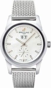 Breitling Swiss automatic Dial color white-mother-of-pearl-diamond Watch # A1631012/A765-171A (Men Watch)