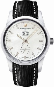 Breitling Swiss automatic Dial color white-mother-of-pearl-diamond Watch # A1631012/A765-218X (Men Watch)