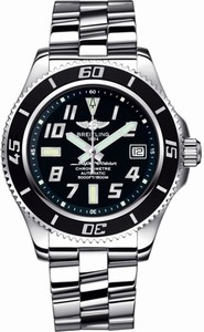 Breitling Automatic Abyss Black With Luminescent Arabic Numerals And Markers, Date At 3 Dial Stainless Steel Band Watch #A1736402/BA28-SS (Men Watch)