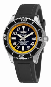 Breitling Automatic Black With Abyss Yellow Flange, Luminescent Arabic Numerals And Markers, Date At 3 Dial Rubber Band Watch #A1736402/BA32-RS (Men Watch)