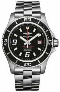 Breitling Automatic Black With Abyss Red Accents, Luminescent Index And Arabic Markers, Date At 3 Dial Stainless Steel Band Watch #A1739102/BA76-SS (Men Watch)