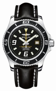 Breitling Automatic Black With Abyss Yellow Accents, Luminescent Index And Arabic Markers, Date At 3 Dial Black Calfskin Leather Band Watch #A1739102/BA78-LST (Men Watch)