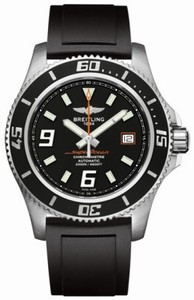Breitling Automatic Black With Abyss Orange Accents, Luminescent Index And Arabic Markers, Date At 3 Dial Black Diver Pro Ii Rubber Band Watch #A1739102/BA80-RS (Men Watch)