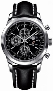 Breitling Automatic Black Chronograph Dial Black Calfskin Leather Band Watch #A1931012/BB68-LST (Men Watch)