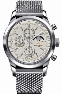 Breitling Automatic Silver Chronograph Dial Polished Stainless Steel Band Watch #A1931012/G750-SS (Men Watch)