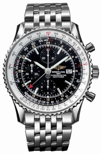Breitling Automatic Black Gmt Chronograph With Date At 3 And Slide Rule Feature Dial Stainless Steel Band Watch #A2432212/B726-SS (Men Watch)
