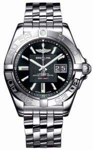 Breitling Automatic COSC Trophy Black With Index Hour Markers And Large Double Date At 3 Dial Stainless Steel Band Watch #A49350L2/BA07-SS (Men Watch)