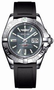 Breitling Automatic COSC Tomcat Gray With Index Hour Markers And Large Double Date At 3 Dial Black Diver Pro Ii Rubber Strap Band Watch #A49350L2/F549-DPT (Men Watch)