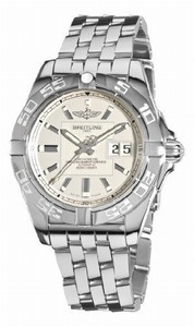 Breitling Automatic COSC Sierra Silver With Index Hour Markers And Large Double Date At 3 Dial Stainless Steel Band Watch #A49350L2/G699-SS (Men Watch)