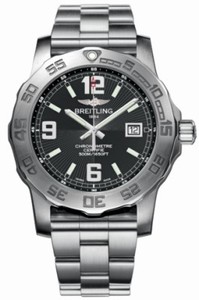 Breitling Quartz Black With Date At 3 Dial Brushed Stainless Steel Band Watch #A7438710/BB50-SS (Men Watch)