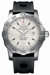 Breitling Quartz Silver With Date At 3 Dial Black Ocean Racer Rubber Strap Band Watch #A7438710/G743-ORD (Men Watch)