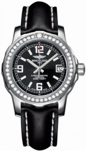 Breitling Quartz Black Dial Black Calfskin Leather Band Watch #A7738753/BB51-LST (Women Watch)