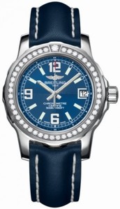 Breitling Quartz Blue Dial Blue Calfskin Leather Band Watch #A7738753/C850-LST (Women Watch)