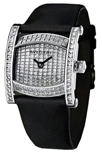 Bvlgari Quartz Diamond Pave Dial Diamond Bezel Black Satin Watch# AAW36D2GD2L-BCI (Women Watch)