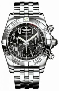 Breitling Automatic Onyx Black With Roman Numerals And Date At 4 Dial Stainless Steel Band Watch #AB011012/B956-SS (Men Watch)