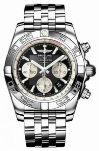 Breitling Automatic Onyx Black With Silver Sub-dials And Date At 4 Dial Stainless Steel Band Watch #AB011012/B967-SS (Men Watch)