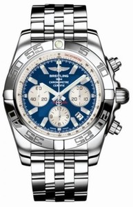 Breitling Automatic Blue With Silver Subs And Date At 4 Dial Stainless Steel Band Watch #AB011012/C788-SS (Men Watch)