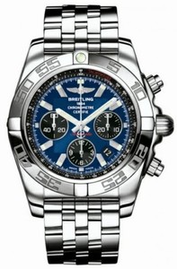 Breitling Automatic Blackeye Blue With Date At 4 Dial Stainless Steel Band Watch #AB011012/C789-SS (Men Watch)