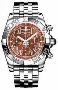 Breitling Automatic COSC Amber Chronograph Dial Polished Stainless Steel Band Watch #AB011012/Q566-SS (Men Watch)