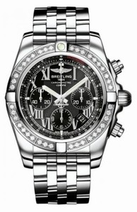 Breitling Automatic COSC Black Chronograph Dial Polished Stainless Steel Band Watch #AB011053/B956-SS (Men Watch)
