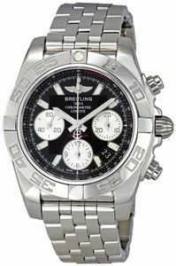Breitling Automatic Black With Silver Sub-dials And Date At 4 Dial Stainless Steel Band Watch #AB014012/BA52-SS (Men Watch)