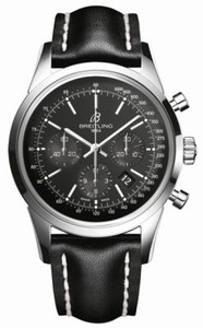 Breitling Automatic Black Chronograph With Index Hour Markers And Date Between 4 And 5 Dial Black Leather Band Watch #AB015212/BA99-LS (Men Watch)